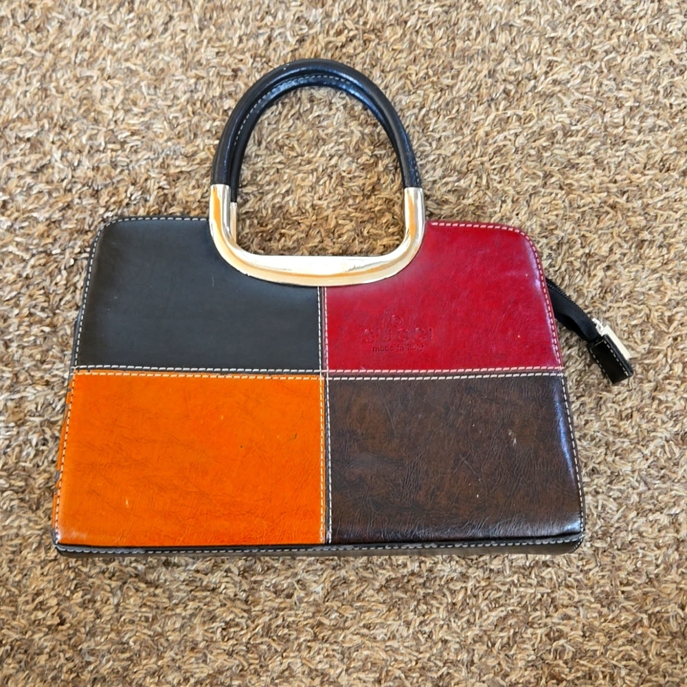 Vintage ?Gucci? Red, Brown,Black and tan Patchwork Handbag